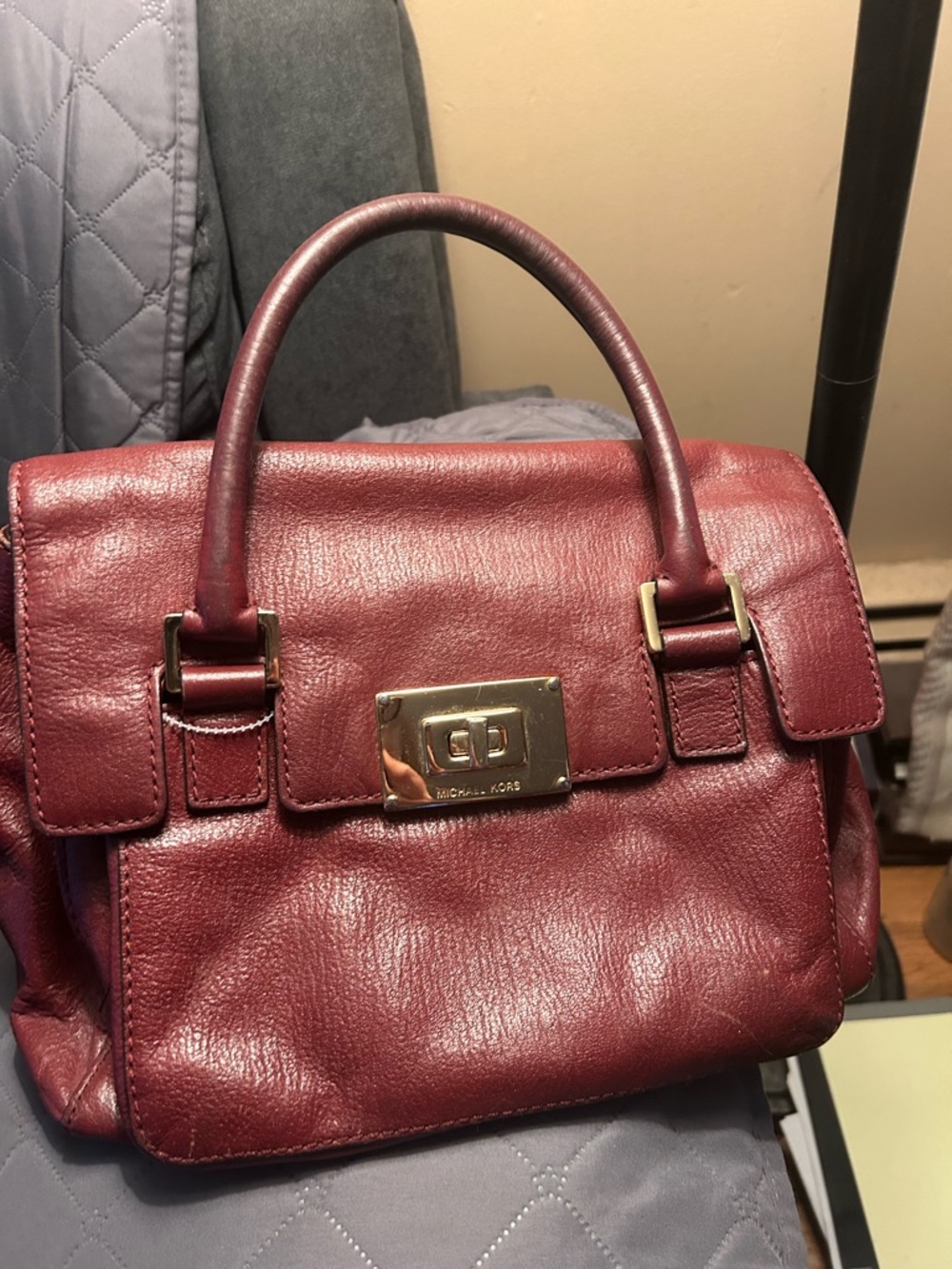 Michael Kors Wine Leather Top-Handle Satchel